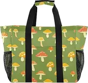 [sanluoli] Tote Bag For Women Foldable Tote Bag For Beach Sandproof Canvas Laundry Tote, Colorful Mushrooms Green, 1 size