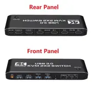 2 in 2 out Dual Monitor HDMI KVM Switch Display USB 3.0 HDMI KVM Switch