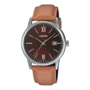Casio Men's Leather Band Wrist Watch MTP-V002L-5B3 - Classic Brown Dial with