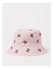 [Milkshake] Embroidered Cherry Bucket Hat Pink