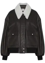 Khaite Shellar Leather Bomber Jacket - Black - M M