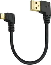 mxtechnic Micro USB Data Cable 5.9 inch 90 Degree Left Angle USB 2.0 A Male to Micro B Left & Left Angle for syncing Charging Smartphones, GPS, External Hard Drives (Black)