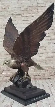 Handcrafted 30" 100% Real Bronze Statue AMERICAN BALD EAGLE Sculpture Statue