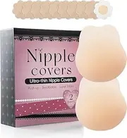 [Trifabricy] Nipple Covers - 2 Pairs Lift Ultra-Thin Sticky Push up Nipple Pasties, Reusable Silicone Breast Petals, Strapless Backless Bras, Nipple Covers for Women, Clear