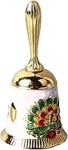 HandBell, Brass Exquisite Compact Service Bell for Dinner (Gold with Colorful White)