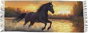 [WOIWB] Women's Scarf, Faux Pashmina Soft Lightweight Shawl Wrap, Fashion Scarves with Horse Run Sun Print, Multicolor