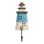 Reclaimed Timber 24cm Light House Hook Storage Wall Hanging Home Room Decor Blue