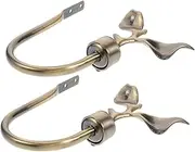 Gatuida 2Pcs Vintage Leaf Shaped Curtain Tiebacks Handmade Metal Holdbacks for Wall Antique Brass Curtain Hooks Easy Installation Drapes Pull Backs Stylish Window Accessories