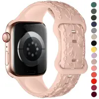 在飛比找蝦皮商城優惠-3d浮雕玫瑰錶帶矽膠錶帶兼容apple watch系列Ult