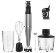 Immersion Blender 1100W, 5in1 Stick w/ Chopper, Whisk & Frother for Soups & More