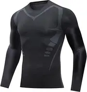 [Generic] Athletic Compression Men Long Sleeve Base Layer Athletic Undershirt Gear Workout T Shirt Work T Shirts