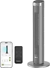 Pureborne 36" Smart Tower Fan with Remote & App Control, Ultra-Quiet Oscillating Bladeless Fan, 4 Speeds & 4 Modes, 12H Timer, Space-Saving Design for Bedroom, Office, Home-Grey