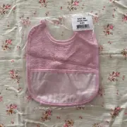 Vintage 80s 90s Pink Baby Bib Retro 22cm x 25cm