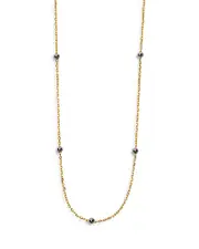Argento Vivo Ball Station Necklace in Two Tone Sterling Silver, 24