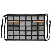 Car Roof Storage Mesh Bag - Ceiling Net Organizer, Adjustable Organizer, Double-Layer Pouch | Interior Accessories with Zip for Truck SUV Travel, Long Road Trips, Camping, Quilts, Toys, Tickets