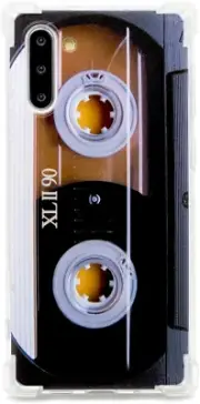 Case for Galaxy Note 10 Reinforced Corners TPU Soft Bumper Retro Music Cassette
