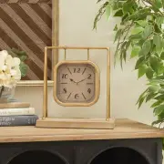 Wood Pendulum Clock with Wood Base, 10" x 5" x 11", Gold