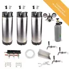 3 x Brand New Ball Lock Keg System SS Tap Kegerator Co2 Regulator Drip Tray Beer