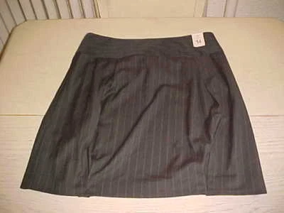 Gap Skirt Black Charcoal Pin Stripe 14 Stretch Button New