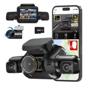 AI Dash Cam Front Rear Inside with Driver Monitor System, 360° Car Camera 4K,...
