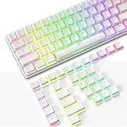 108 Key Double Shot PBT Pudding Keycaps with Translucent Layer Keycap Puller for Standard Full 104Key Compact 61Key/68Key/87Key/96Key Mechanical Keyboard MX Switch DIY Keycap(White Keycaps)