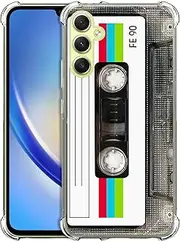 [GlamCase] Clear Case for Samsung Galaxy A34 5G, Samsung Galaxy A34 5G Clear Case - Cassette design printed Clear ShockProof Protective Designer Back Clear Case/Cover for Samsung A34 5G