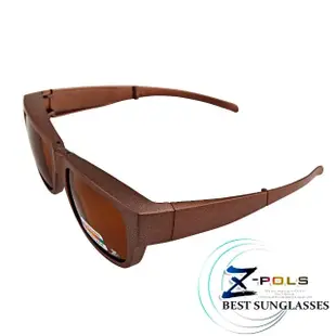 【Z-POLS】新一代包覆式多功能抗UV400頂級Polarized寶麗來偏光太陽眼鏡套鏡(可折疊收納設計 霧面茶)