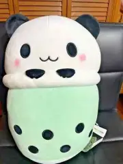 Takashoji Panda On Boba Milk Tea 13" Plush Green Round1 NWT