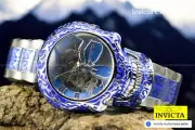 RARE Invicta Womens Artist Skull Skeleton Dial Automatic Stainless Steel Watch