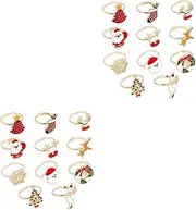 Totority Christmas Ornaments Finger Ring Cartoon Ring Wedding Rings Adjustable Christmas Rings for Christmas Rings Christmas Party Favors Gold Rings Zinc