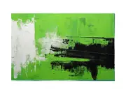 Abstract Painting Green Black Canvas Print