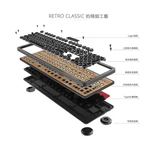 AZIO RETRO CLASSIC ELWOOD BT 核桃木復古打字機鍵盤 藍芽無線 官方授權旗艦店