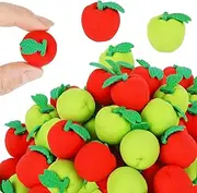 JarThenaAMCS 36Pcs Back to School Apple Eraser 3D Red Green Apple Shaped Mini Erasers Rubber Pencil Erasers for School Season Party Favors Student Prize