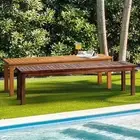 120/150/190cm Garden Bench Outdoor Wood Patio Dining Chair Slatted Seat Livsip
