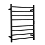 Hotwire 80W 700 x 530mm Black 8 Bar Flat Round Heated Towel Rail with Timer