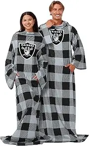 FOCO Las Vegas Raiders NFL Buffalo Plaid Oversized Wearable Throw Blanket - 48" x 71"