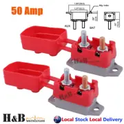 2X50A AMP 12V Circuit Breaker Cover Stud Type Fuse Automatic Auto Reset
