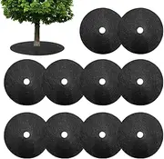 Multi Ring Tree Protector | 10 and Reusable Ring Tree Protector Mats - Recycled Heavy Duty Rubber Lawn Mower Safe Natural Look Equal Water Penetration Into Trees Easily Install