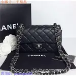 二手 CHANEL 香奈兒FLAP MINI COCO A69900 包 荔枝紋 20 CM 黑銀鍊