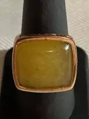 Barse Beautiful Pure Genuine Copper Yellow Jade Ring Size 8