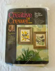 Vtg Columbia-Minerva Creative Crewel #7127 Two For The Show 4" x 5" Granny Core