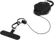 KEY-BAK Ratch-It Retractable Anti-Theft Phone Tether Cell Phone Lanyard with Carabiner & Universal Smartphone Case Anchor Black