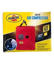 Pennzoil 12V DC Powered 300PSI Tire Inflator Air Compressor Pressure Gauge Blue