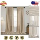 Light Filtering Tan Linen Curtains 90'' - Cozy 2 Panels for Bohemian Home Decor