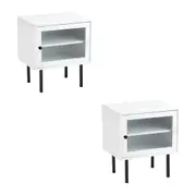 Oikiture 2X Bedside Tables Nightstand Storage Bed Side End Organiser White