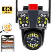6K 12MP IP Camera Three Lens WiFi Wireless Outdoor Home Security Auto Tracking