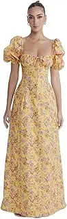 [DAGIN] Women's Summer Dresses with Puffed Sleeves, Square Neck, High Waist, A-Line Midi Dress, Loose Fit Smocked