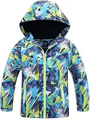 TAPUU Winter Kids Boy Raincoat Jackets Camouflage Fleece Lining Waterproof Zip Hooded Windbreakers