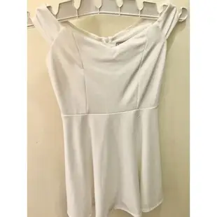 Air Space白色平口小洋裝 一字領小禮服