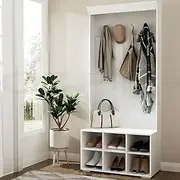 Shoe Cabinet Storage Rack Bench Hall Tree Coat Rack White 180CM Organizer